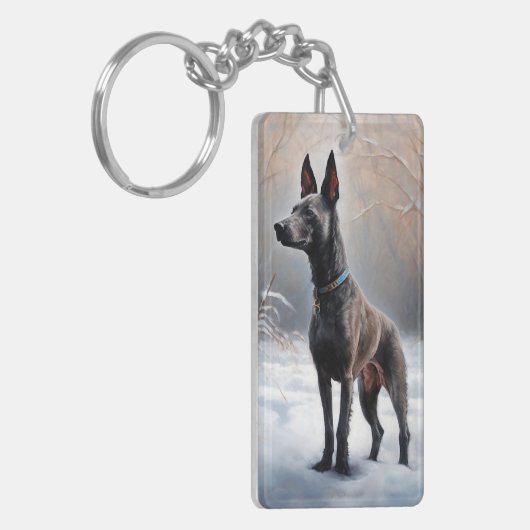Xoloitzcuintli Laat het sneeuwen Kerstmis Sleutelhanger (Voorkant Links)
