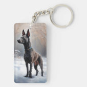 Xoloitzcuintli Laat het sneeuwen Kerstmis Sleutelhanger (achterkant)