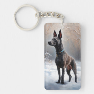 Xoloitzcuintli Laat het sneeuwen Kerstmis Sleutelhanger