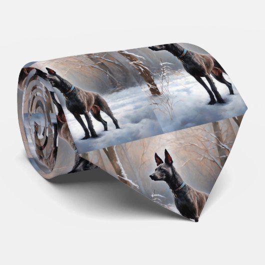 Xoloitzcuintli Laat het sneeuwen Kerstmis Stropdas (Opgerold)