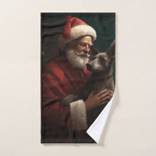 Xoloitzcuintli met Kerstman Feestelijke Kerstmis Bad Handdoek (Handdoek)