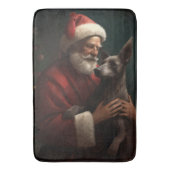Xoloitzcuintli met Kerstman Feestelijke Kerstmis Badmat (Voorkant Verticaal)