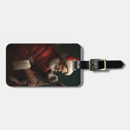 Xoloitzcuintli met Kerstman Feestelijke Kerstmis Bagagelabel (Voorkant horizontaal)