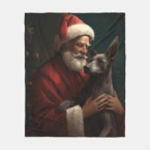 Xoloitzcuintli met Kerstman Feestelijke Kerstmis Fleece Deken (Voorkant)