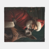 Xoloitzcuintli met Kerstman Feestelijke Kerstmis Fleece Deken (Voorkant (Horizontaal))