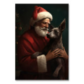 Xoloitzcuintli met Kerstman Feestelijke Kerstmis Kaart (Achterkant)