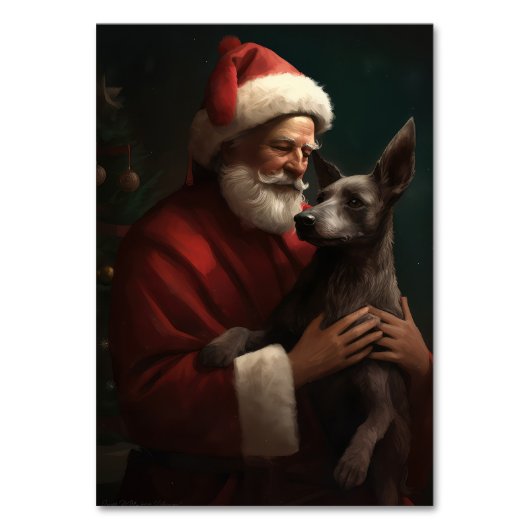 Xoloitzcuintli met Kerstman Feestelijke Kerstmis Kaart (Voorkant)