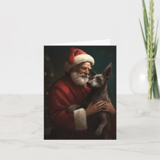Xoloitzcuintli met Kerstman Feestelijke Kerstmis Kaart (Voorkant)