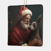 Xoloitzcuintli met Kerstman Feestelijke Kerstmis Keramisch Ornament (Links)