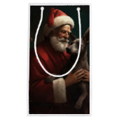 Xoloitzcuintli met Kerstman Feestelijke Kerstmis Klein Cadeauzakje (Voorkant)