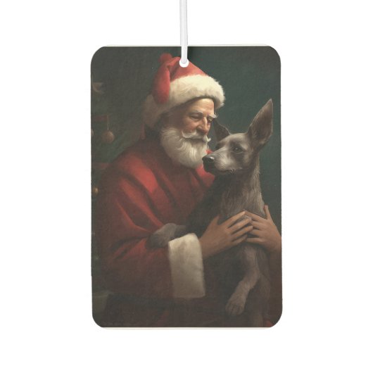 Xoloitzcuintli met Kerstman Feestelijke Kerstmis Luchtverfrisser (Voorkant)