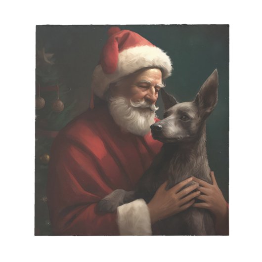 Xoloitzcuintli met Kerstman Feestelijke Kerstmis Notitieblok (Voorkant)