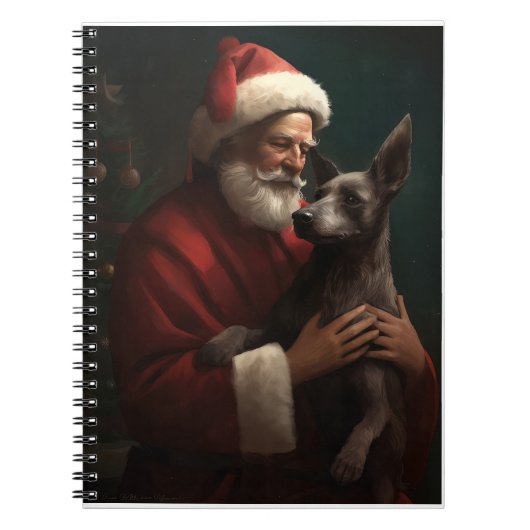 Xoloitzcuintli met Kerstman Feestelijke Kerstmis Notitieboek (Voorkant)