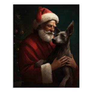 Xoloitzcuintli met Kerstman Feestelijke Kerstmis Perfect Poster