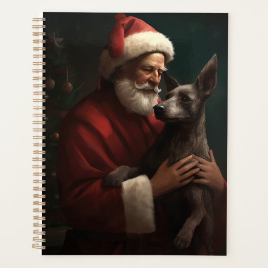 Xoloitzcuintli met Kerstman Feestelijke Kerstmis Planner (Voorkant)