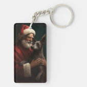 Xoloitzcuintli met Kerstman Feestelijke Kerstmis Sleutelhanger (achterkant)