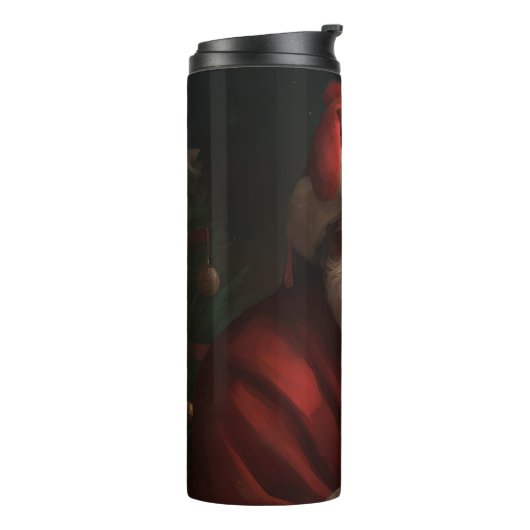 Xoloitzcuintli met Kerstman Feestelijke Kerstmis Thermosbeker (Gedraaid links)