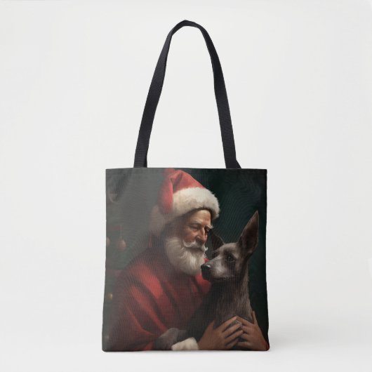 Xoloitzcuintli met Kerstman Feestelijke Kerstmis Tote Bag (Voorkant)