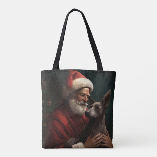 Xoloitzcuintli met Kerstman Feestelijke Kerstmis Tote Bag (Achterkant)