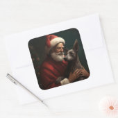Xoloitzcuintli met Kerstman Feestelijke Kerstmis Vierkante Sticker (Envelop)