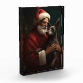 Xoloitzcuintli Met Sinterklaas Festieve Kerstmis Fotoblokken (Links)