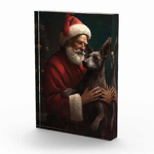 Xoloitzcuintli Met Sinterklaas Festieve Kerstmis Fotoblokken (Rechts)