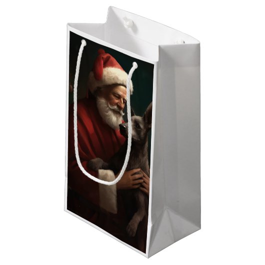 Xoloitzcuintli met Sinterklaas Kerstfeest Klein Cadeauzakje (Voorkant Gekanteld)