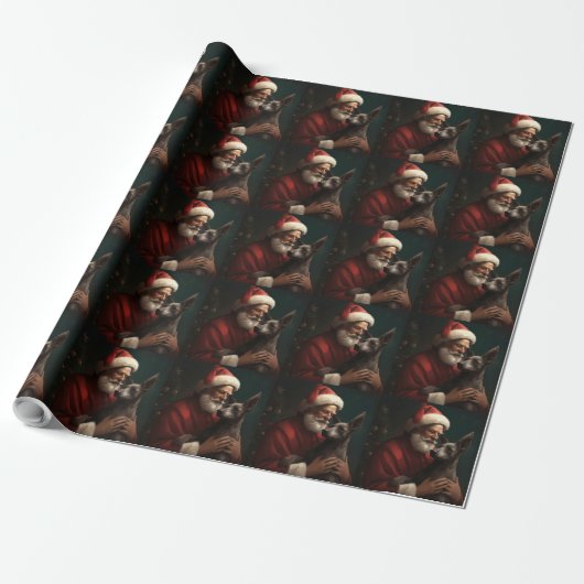 Xoloitzcuintli met Sinterklaas Vrolijk Kerstfeest Cadeaupapier (Uitgerold)