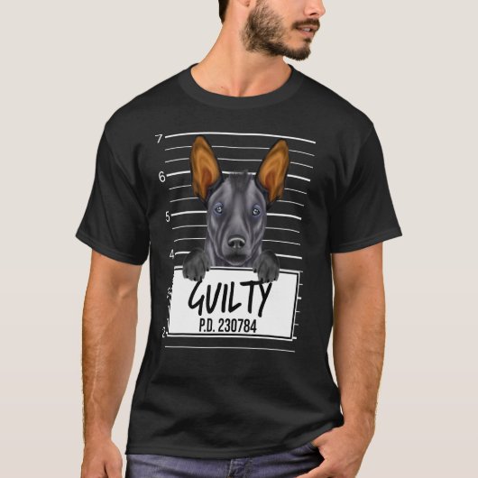 Xoloitzcuintli Mugshot Schuldige Hond T-shirt (Voorkant)