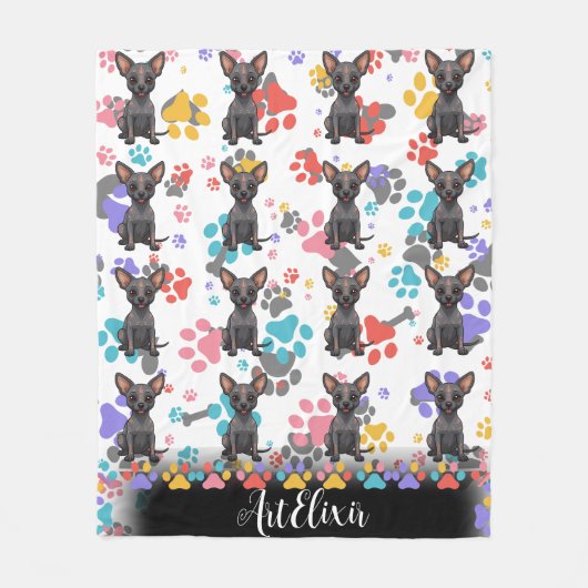 Xoloitzcuintli Paws Afdrukken Fleece Deken (Voorkant)