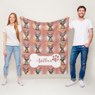 Xoloitzcuintli roze print fleece deken