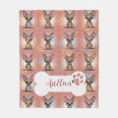 Xoloitzcuintli roze print fleece deken (Voorkant)