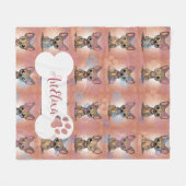 Xoloitzcuintli roze print fleece deken (Voorkant (Horizontaal))