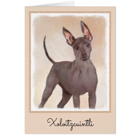 Xoloitzcuintli schilderen - Kute Original Dog Art (Voorkant)