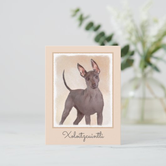 Xoloitzcuintli schilderen - Kute Original Dog Art Briefkaart (Staand voorkant)
