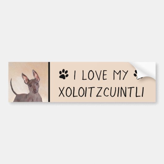 Xoloitzcuintli schilderen - Kute Original Dog Art Bumpersticker (Voorkant)