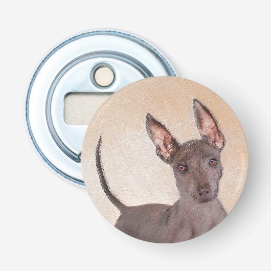 Xoloitzcuintli schilderen - Kute Original Dog Art Button Flesopener (Voorkant)