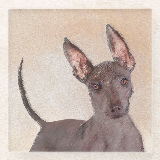 Xoloitzcuintli schilderen - Kute Original Dog Art Glazen Onderzetter (Voorkant)