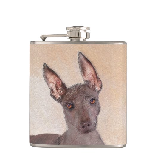 Xoloitzcuintli schilderen - Kute Original Dog Art Heupfles (Voorkant)