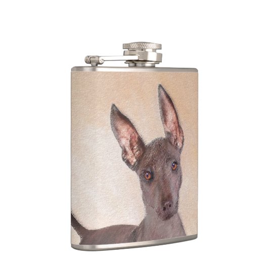 Xoloitzcuintli schilderen - Kute Original Dog Art Heupfles (Rechts)