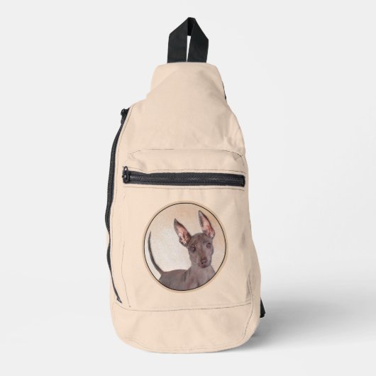 Xoloitzcuintli schilderij Haarloze Lever Rode Hond Sling Bag (Voorkant)