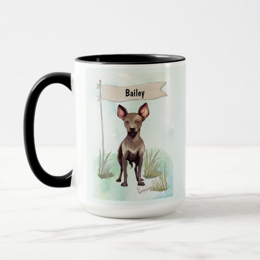 Xoloitzcuintli Watercolor Personalized Dog Mok (Links)