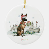 Xoloitzcuintli | Waterverf Mexicaanse haarloze hon Keramisch Ornament (Voorkant)