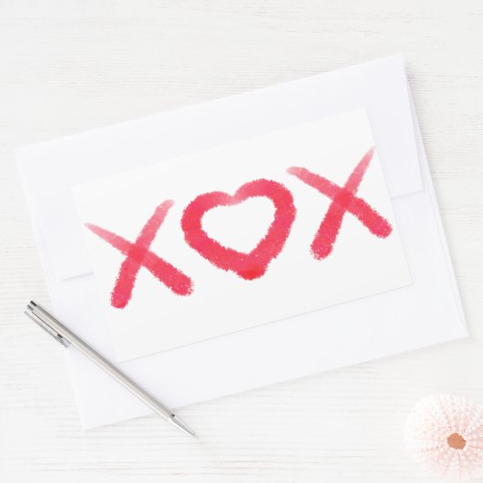 XOX, liefde, kussen, valentijn design Rechthoekige Sticker (Envelop)