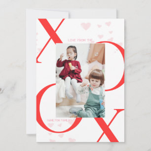 XOXO 3 Foto Valentijnsdag Kaart in Rood & Wit