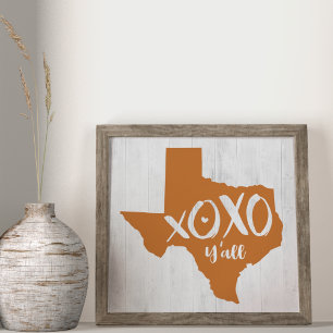 XOXO, allemaal - Texas verbrand oranje staat vorm Poster
