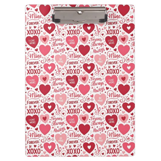 XOXO & Altijd van Mij Roze Rood Klembord (Voorkant)