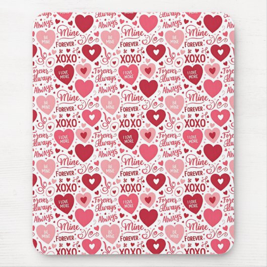 XOXO & Altijd van Mij Roze Rood Muismat (Voorkant)