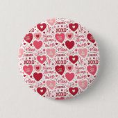 XOXO & Altijd van Mij Roze Rood Ronde Button 5,7 Cm (Voorkant)