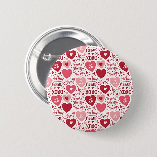 XOXO & Altijd van Mij Roze Rood Ronde Button 5,7 Cm (Voorkant /achterkant)